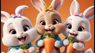 🐰 Three Happy Bunnies Chewing Crunchy Carrots 🥕🎶 | Fun Counting & Animal Song for Toddlers