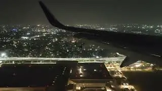 Night Landing at New Delhi Airport | Aerial View of City Lights from Window Seat