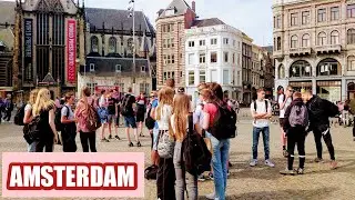 🔴AMSTERDAM DAM SQUARE CROWDED | Walking from Amsterdam Dam Square to Amsterdam Centraal
