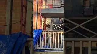 temporary support post is holding up a brick wall above #construction #work#hardwork #satisfying#job