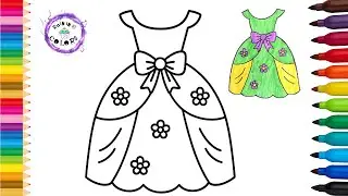 Beautiful Princess Dress Green Yellow Cute Easy Simple Drawing And Coloring #princess #rainingcolors
