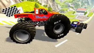 Epic High Speed monster trucks jumps RMD random cars #18 | BeamNG Drive
