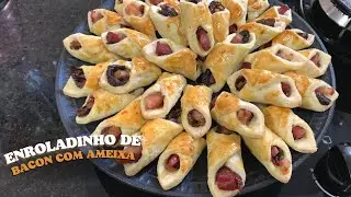 ENROLADINHO DE BACON COM AMEIXA - MASSA COM GUARANÁ/ MASSA QUE DERRETE NA BOCA/ SALGADO DE FORNO