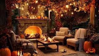 Cozy Halloween Garden Relaxing Nook 🎃 Magical Instrumental Music & Fireplace Ambeince 🦇