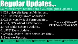 Regular Updates | 23rd Dec 21 | Online Form Info
