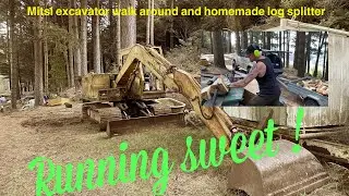 Mitsubishi 7tonne excavator and Home made log splitter , will it start?