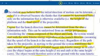 BFW AP Physics 1 Practice Free Response Question #4 (Projectile Launches) - Teacher Solution