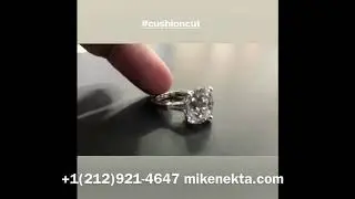 BTC and Crypto transactions accepted Big cushion cut diamond ring  5 carat GIA baguettes