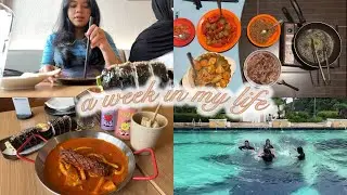 weekly vlog | swimming, new year's eve + mukbang korean & grill food🫧🍱🥢
