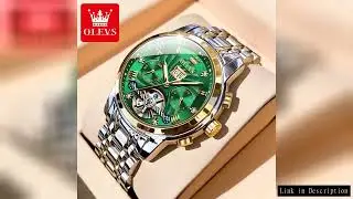 OLEVS Mens Watch Automatic Mechanical Tourbillon Slef-Wind Luxury Stainless Steel Strap Waterproof L