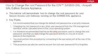 How to Change the root Password Secure Access Link Gateway on the ION SA5600-SAL