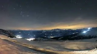 Flims/Laax ski resort at night.