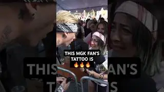 mgk meets a huge fan from spain! that tattoo is so high quality that it's about to sing an mgk song