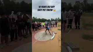 Shot put throw 12 years old boy 😱🤯 #shorts #shortvideo #shotput #athletics #tracknfield #viral
