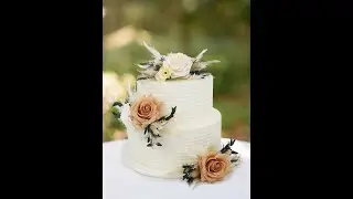 Rinlong 3Pcs Taupe & Beige Cake Decorating Flowers Set Wedding Cake Topper
