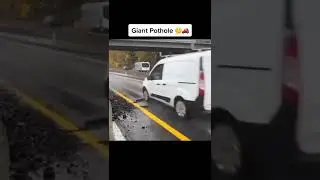 Cars speeding on large pothole on a highway 😳