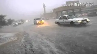 أمطار و بردية و سيول الشفا بمدينة الطائف الجمعه ١ إبريل ٢٠١٦