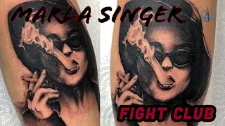 Helena Bonham Carter - Marla Singer tattoo timelapse - tatouage realiste Fight Club