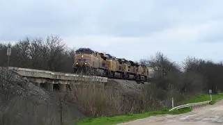 Count the Cars! Union Pacific Railroad. Mixed Northbound manifest freight train. Waco, Texas.