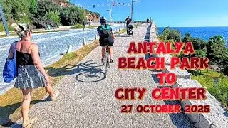 Antalya Konyaaltı Beach Park To City Center Tour 28 Oct 2025 #antalya #bicycletour #djiosmonano 