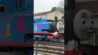 Thomas The Tank Engine Leaving Sodor!  Real Steam Locomotive Pulling Passenger Train In Pennsylvania