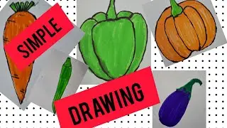 Vegetables drawing easy /How to draw Vegetables easy methods /draw carrot/pumpkin /Capsicum /ladies 