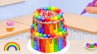 Mini Rainbow Cake Recipe With Chocolate💕How To Make Satisfying 2 tier Rainbow Cake💕Sweet Cakes