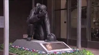 'The Kneeling Fireman' Is Dedicated at Emigrant Savings Bank