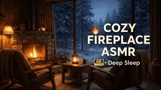 Cozy Fireplace ASMR in a Snowy Cabin ❄️🔥 | Deep Sleep & Relaxation