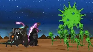 GODZILLA, KING KONG, SHIN GODZILLA, MUTO HEROES UNITED vs CORONAVIRUS: Fight Scene