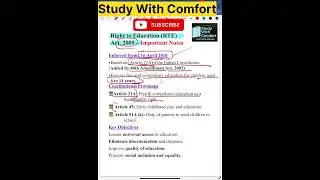 Right to education Act 2009 #studywithcomfort #rteact2009 #upsc #exam