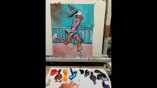 Oil painting Demo.Human figure. Tennis. Sport.
