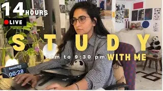 🔴 LIVE 📚 14 hour I Study with me✨ | 60/10 Pomodoro ⏳ (silent study . No music)🕯✨
