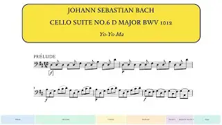 J.S.Bach, Cello Suite No.6 in D major, BWV 1012 (Yo-Yo Ma)