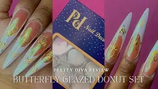 Trying PRETTY DIVA Chrome powder | Glazed Donut Nail set✨| Almond shape