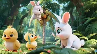 Rabbit and little Duck Drinking Coconut Water -cartoon -Video Animals 