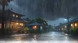 🌧️ Rainy Night Street Ambience with Thunder & Warm Lights for Deep Sleep USA | Rain Ambience