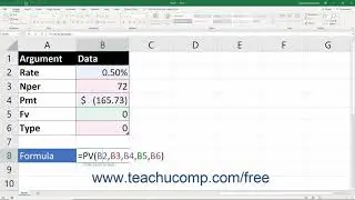 Microsoft Excel 2019 & 365 Training for Lawyers: The Pv Function, Tutorial