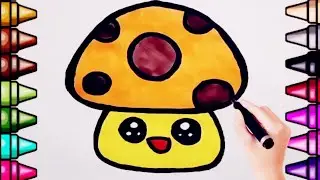 How To Draw A Mushroom For Kids| Cute Mushroom Drawing Step By Step| Drawing And Colouring|