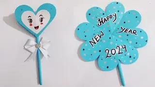 DIY : Cute New year greeting card 2024 / happy new year card making ideas / handmade New year card
