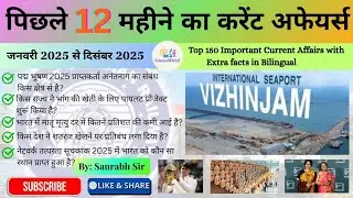 Last 12 Months Current Affairs 2025 | January 2025 to December 2025 | Railway Current Affairs MCQs