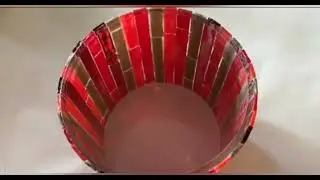 طريقة عمل أباجورة الشمع بزجاج موزاييك بلون أحمر.. رائعة ..  making candle lamps with  mosaic glass