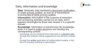 Data, Information and Knowledge - Business Intelligence - Data Mining and Business Intelligence