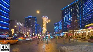 Прогулка по новогоднему Новому Арбату - шик, блеск, красота. МОСКВА. 4К