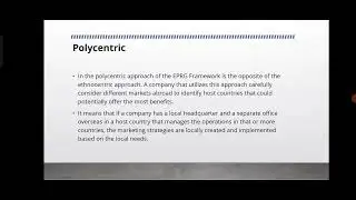 International business Explanation EPRG MODEL frameworks