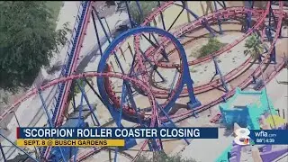 Park visitors ride 'Scorpion' at Busch Gardens before it closes