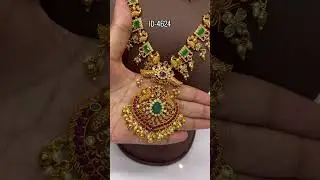 ✨Antique Non-deity Necklace set embedded with Ruby & emerald stones ✨