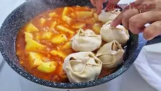 Ужин на сковороде. Мантоваркасыз манты. Dinner in a frying pan. Subtitles