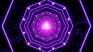 🎬 Explosão Visual 4K | Futuristischer Neon-Hexagon-Tunnel in Lila mit Dreieckskern – (Ohne Ton)