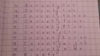 CLASS UKG maths number names from 71 to 80
